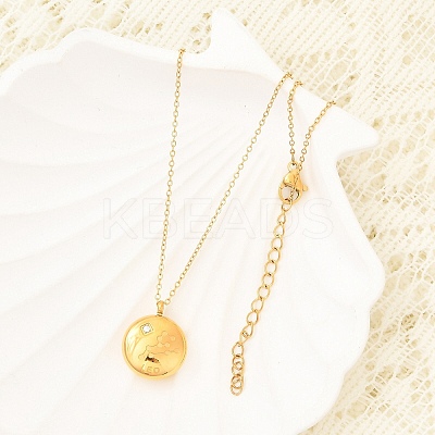 304 Stainless Steel Clear Cubic Zirconia Constellation Pendant Necklaces NJEW-R021-02G-09-1