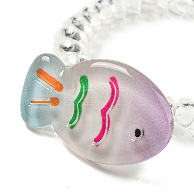 Summer Fish Resin Telephone Line Wire Elastic Hair Ties LS-AJEW-U004-02B-1