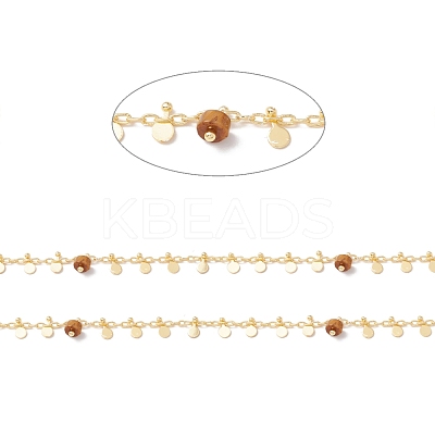 Natural Tiger Eye Column Beaded Chains CHC-K012-01G-01-1