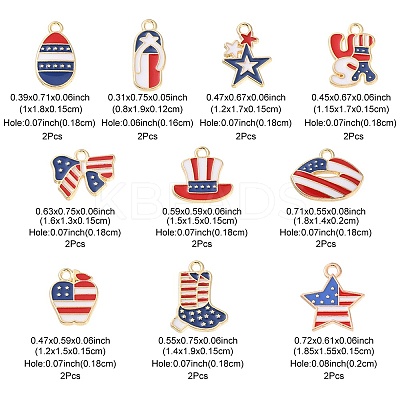 20Pcs 10 Styles American Flag Style Alloy Enamel Charms ENAM-YW0002-41-1