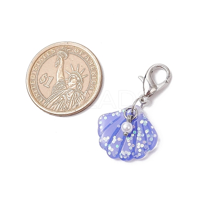 Shell Shape Resin Pendant Decorations HJEW-JM03245-1