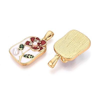 304 Stainless Steel Rhinestone & Enamel & ABS Imitation Pearl Pendants STAS-T072-86A-G-1