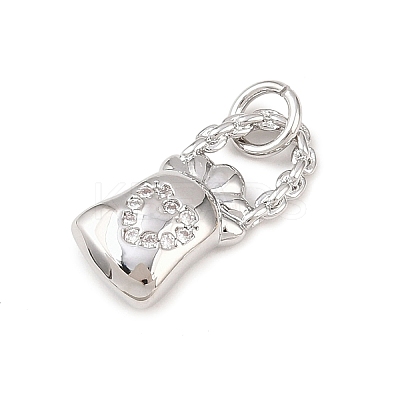 Brass Micro Pave Clear Cubic Zirconia Pendants KK-G544-08P-02-1