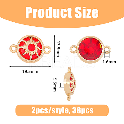 38pcs 19 styles Glass Connector Charms GLAA-DC0001-26-1