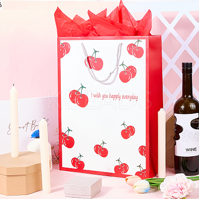 1Pc Valentine's Day Themed Cherry Printed Paper Bags ABAG-SP0001-12-1