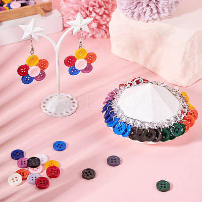 450Pcs 15 Styles Resin Buttons RESI-TA0004-13-1