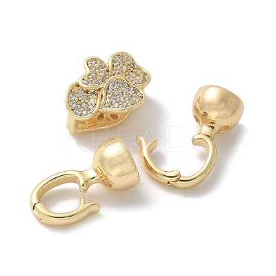 Brass Micro Pave Cubic Zirconia Fold Over Clasps KK-U052-13G-1