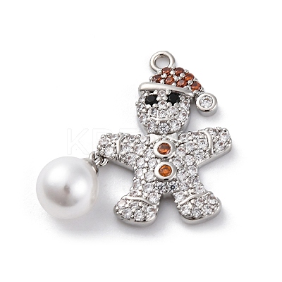 Santa Claus Brass Micro Pave Cubic Zirconia Pendants KK-Q010-03P-1