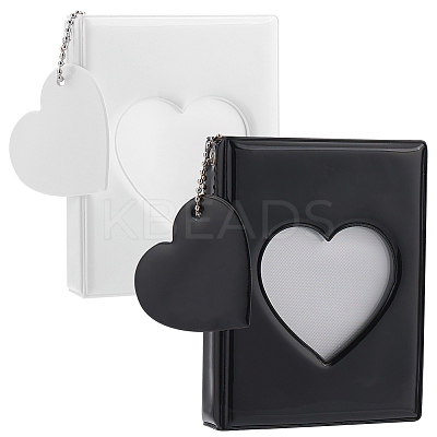 2 Sets 2 Colors 3 Inch PVC Mini Heart Hollow Photocard Holder Book AJEW-CP0005-83-1