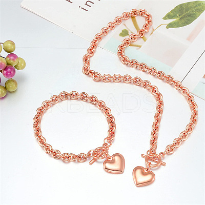 Heart Stainless Steel Pendant Necklaces & Charm Bracelets Sets FS-WG8EF15-03-1