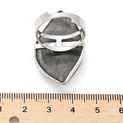 Adjustable Natural Labradorite Rings RJEW-P076-01-1