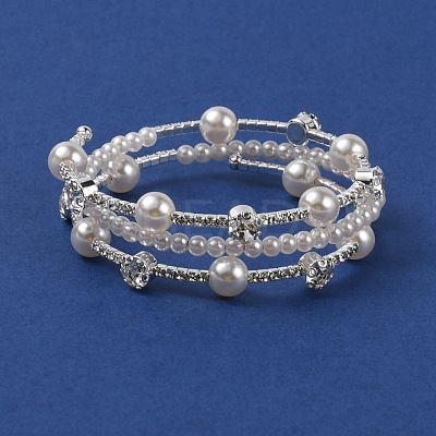 Pearl Beaded Wrap Bracelet BJEW-WH0018-03-1