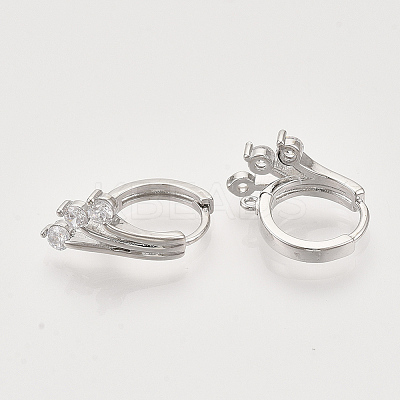 Brass Micro Pave Cubic Zirconia Huggie Hoop Earring Findings KK-T048-008P-NF-1