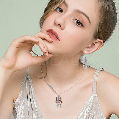 Natural Gemstone Chip Pendant Decoration HJEW-AB00343-1