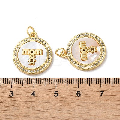Brass Micro Pave Clear Cubic Zirconia Pendants KK-B083-20G-05-1