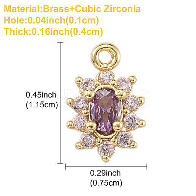 1Pc Eco-Friendly Brass Micro Pave Cubic Zirconia Charms ZIRC-YW0001-19-1