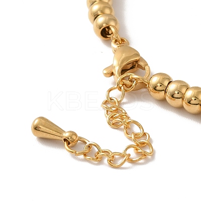 PVD Vacuum Plating 304 Stainless Steel Heart Charm Bracelet with Enamel BJEW-B057-08G-1