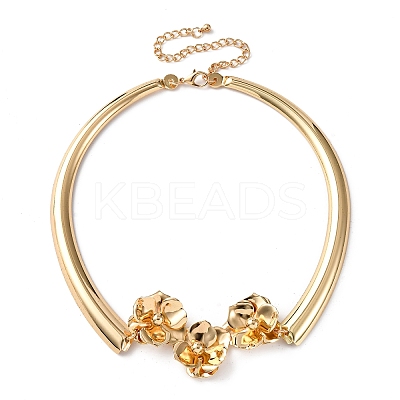 Iron Flower Link Choker Necklaces for Women LS-NJEW-U046-02G-1