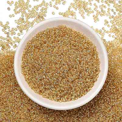 Pale Goldenrod 11/0 Grade A Round Transparent Glass Seed Beads X-SEED-Q007-F33-1