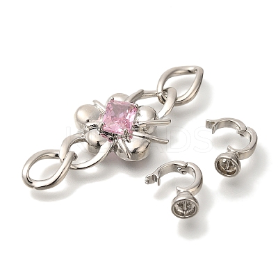 Brass Micro Pave Cubic Zirconia Fold Over Clasps KK-K389-009P-1