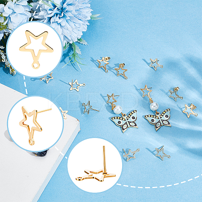 30Pcs 201 Stainless Steel Stud Earring Findings STAS-BBC0010-25-1
