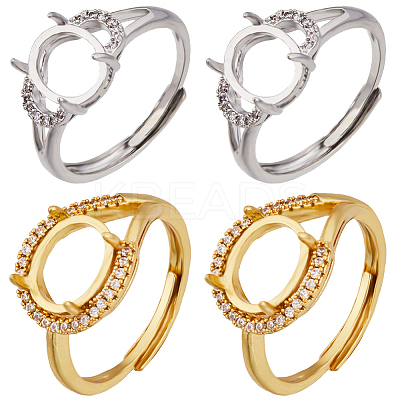 8Pcs 2 Colors Adjustable Brass Solitaire Ring Settings KK-SC0003-93-1