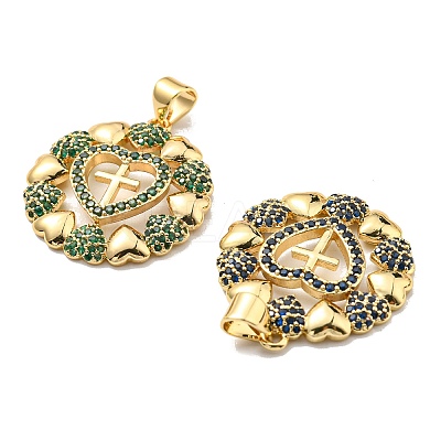 Rack Plating Brass Cubic Zirconia Pendants KK-D026-13G-1
