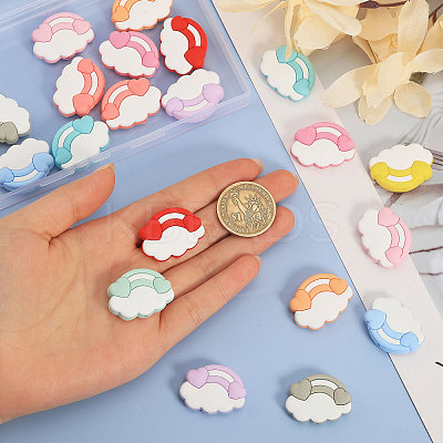 22Pcs 11 Colors Cloud & Rainbow Food Grade Eco-Friendly Silicone Focal Beads SIL-CA0002-94-1