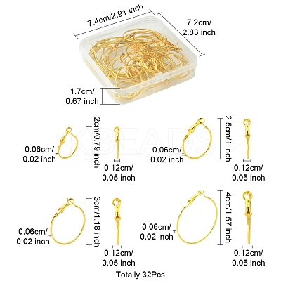 32Pcs 4 Styles Iron Huggie Hoop Earring Findings IFIN-FS0001-50-1