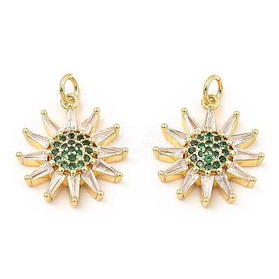 Rack Plating Brass Micro Pave Clear Cubic Zirconia Pendants KK-M253-10G-05-1