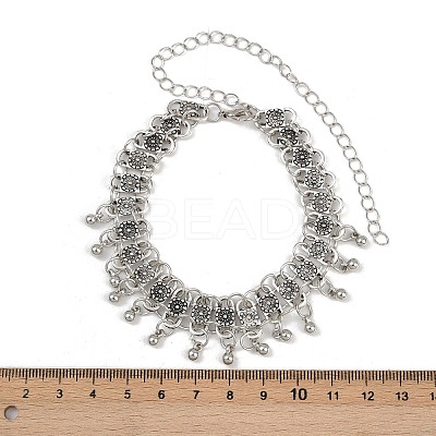 Bohemian Flower Tassel Alloy Anklets for Women AJEW-B107-02-1