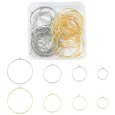 64Pcs 8 Style 316 Surgical Stainless Steel Hoop Earring Findings STAS-FS0001-33-1