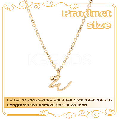 1pc 304 Stainless Steel Letter Pendant Necklaces NJEW-LP0001-39W-G-1