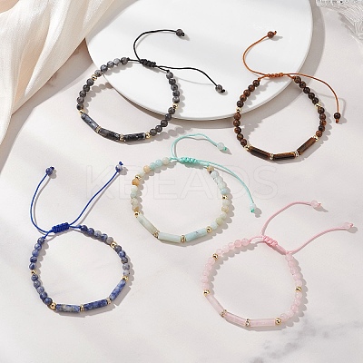 Natural Gemstone Beads Braided Bead Bracelets for Women BJEW-JB13221-1