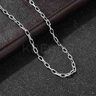 2.5MM 304 Stainless Steel Paperclip Chain Necklaces for Women Men NJEW-A054-03P-1