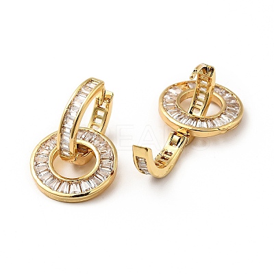Clear Cubic Zirconia Interlocking Double Ring Dangle Hoop Earrings EJEW-F288-12G-1