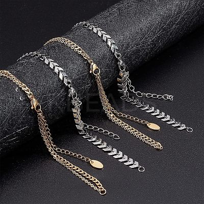 12Pcs 2 Style 304 Stainless Steel Chain & Brass Cable Chain Bracelet Making AJEW-NB0003-26-1