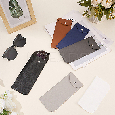 5Pcs 5 Colors Rectangle PU Leather Eyelasses Case AJEW-CN0005-39-1