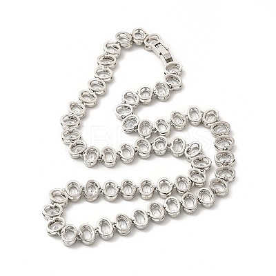 Clear Cubic Zirconia Oval Link Chain Necklace NJEW-E074-02P-1