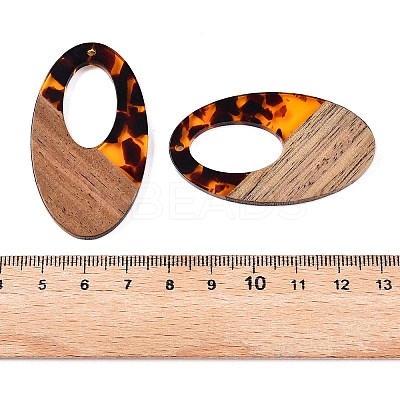 Transparent Resin and Walnut Wood Pendants RESI-T057-02D-1