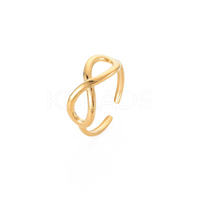 Ion Plating(IP) 304 Stainless Steel Open Infinity Hollow Cuff Ring for Women RJEW-S405-198G-1