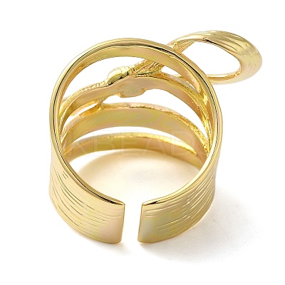 Brass Bowknot Wide Open Cuff Rings for Women RJEW-B062-04G-1