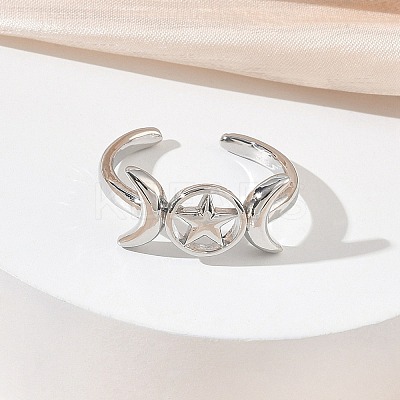 Brass Cuff Open Rings for Women RJEW-L343-10P-1