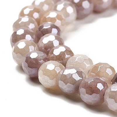 Electroplated Natural Violet Strawberry Quartz Round Beads Strands G-L598-A06-02-1
