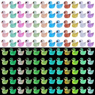 120Pcs 12 Colors Mini Luminous Resin Sunglasses Duck Display Decorations RESI-SZ0003-33-1
