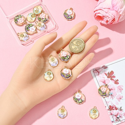 16Pcs 4 Styles Rack Plating Alloy Enamel Pendants ENAM-YW0005-70-1