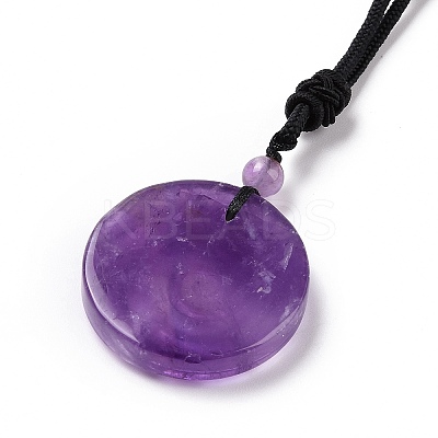 Adjustable Natural Amethyst Vortex Pendant Necklace with Nylon Cord for Women NJEW-L171-05B-1
