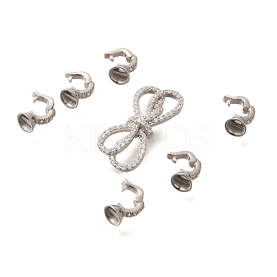 925 Sterling Silver Micro Pave Clear Cubic Zirconia Fold Over Clasps STER-B006-09P-1