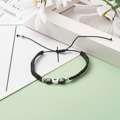 Love Letter Braided Bead Bracelet BJEW-JB07157-1