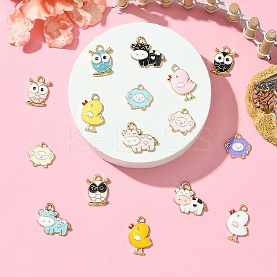 16Pcs 16 Styles Animal Shape Alloy Enamel Pendants FIND-YW0005-75-1